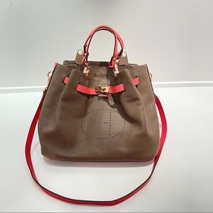 Beautiful leather bag perforated letter